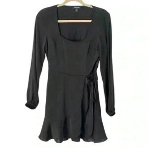 Express long-sleeved satin dress